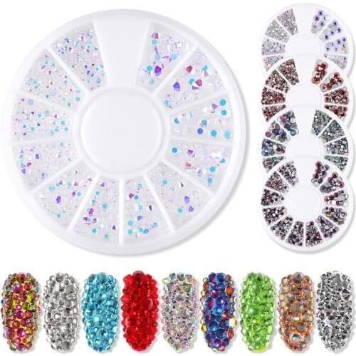 Mixed Size Nail Stone AB Color Rhinestone Irregular Beads Charms Manicure Nail Art Decorations Crystals In Wheel Nail Supplies