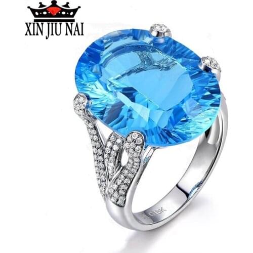 2020 new luxury high quality oval dense inlaid four-claw ocean sapphire ocean heart female diamond ring party gift women jewelry