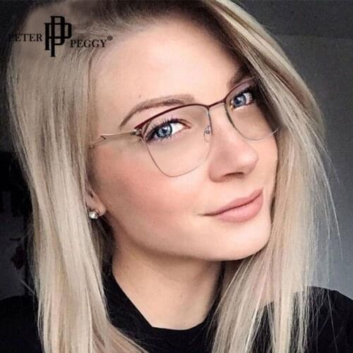 Fashion Computer Glasses Women Half-frame Anti Blue Light Optical EyeGlasses Irregular Metal Frame Glasses Square Clear Eyewear