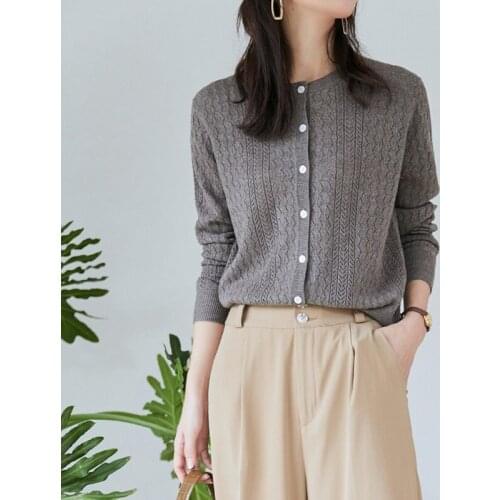 Autumn 2019 WomenS Korean Style Retro Wild O-Neck Solid Color Short Knit Cardigan Fashion Wild Trend Casual Jacket AA5206