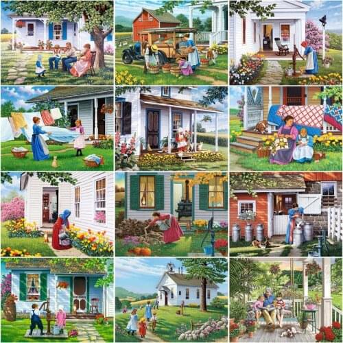 RUOPOTY 60x75cm Frame Painting By Number For Adults Garden Scenery Picture By Numbers Acrylic Paint On Canvas Home Decor