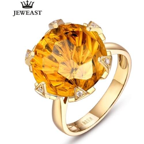 SLFD Natural Citrine 18K Pure Gold 2020 New Hot Selling Top Ring Women Heart Shape Ring For Ladies Woman Genuine Jewelry