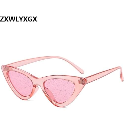 Retro Small Cat eye Sunglasses Women Brand Tint Sexy Shiny Lens Vintage Cat Eye Sun Glasses Frame Shades Womens uv400