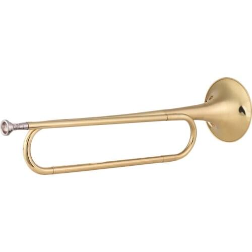 Muslady B Flat Bugle Call Trumpet Brass Material with Mouthpiece for School Band Cavalry Beginner Military Orchestra