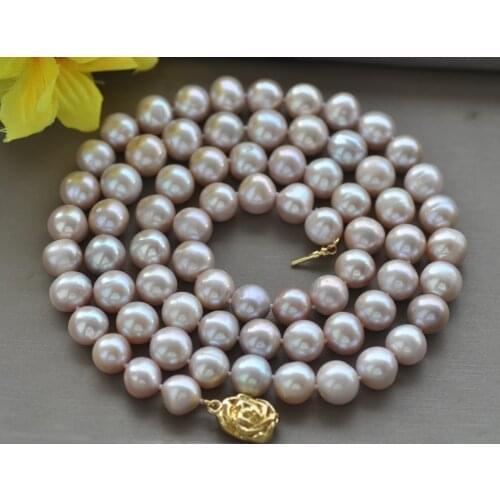 Z10705 17"~48" 12mm Lavender Round Freshwater Pearl Necklace
