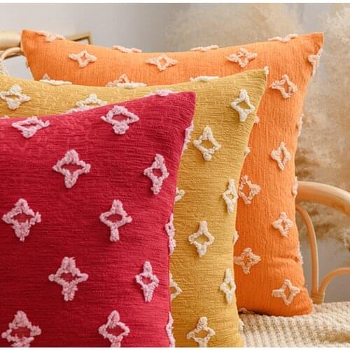 Jacquard Flowers Cushion Cover Red Yellow Grey Home Decoration Pillow Cover Orange Black Sofa Pillowcase Pillow Sham 50x50cm