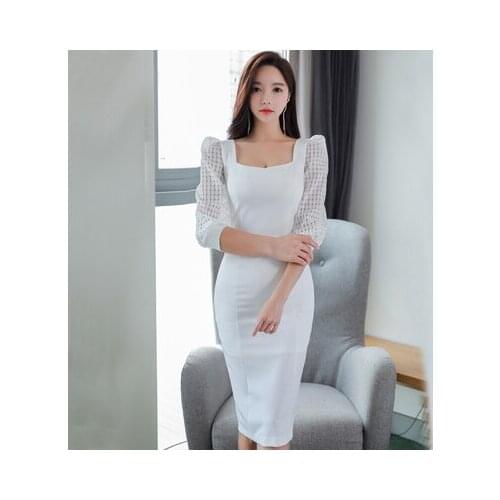 Elegant Dress Women Casual Half Sleeve Dress Bodycon Office Lady Runway Designers High Fashion Slim Dress