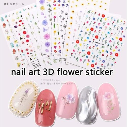 1sheet/lot japanese 3D summer Nail Stickers Tips Nail Art Adhesive Decals Manicure Tool flower Decoration Nail Decals