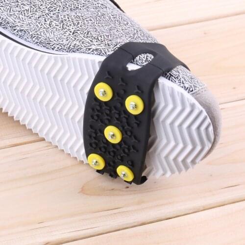 1pair Delicate Snow Ice Climbing Anti Slip Spikes Grips Crampon Cleats 5-Stud Shoes Cover fasten overshoes to your shoes