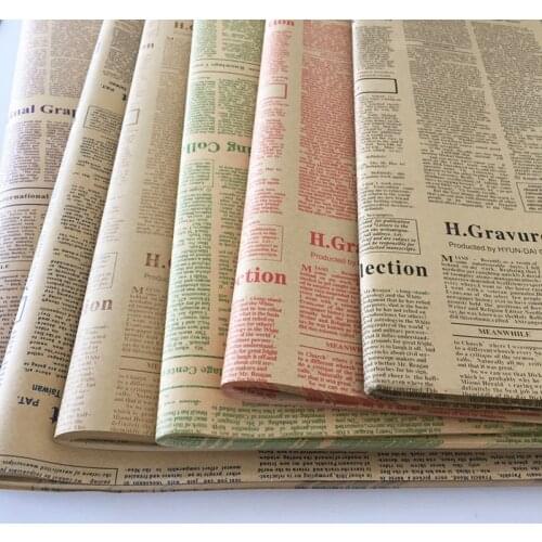 10pcs Gift Wrapping Paper Roll Vintage Newspaper Double Sided Gift Wrapping Flower Shop Bouquet Packaging Paper Material