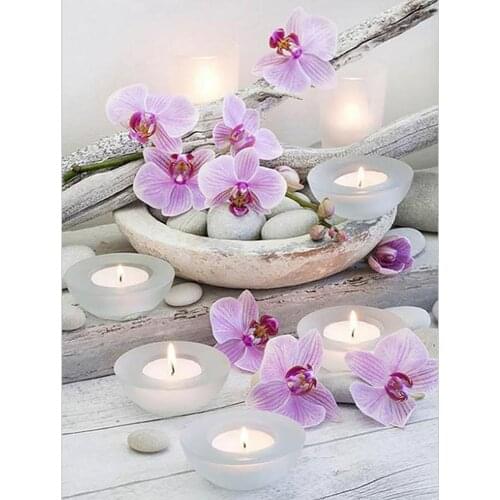 5D DIY Diamond Painting Orchid Stone Full Square Diamond Embroidery flower Cross Stitch Rhinestone Picture Home Decor Sale