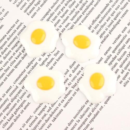 8pcs 23*25mm Kawaii Flatback White Fried Eggs Resin Earring Charms Cute Food For Hair Accessories Small Pendant Jewelry Making