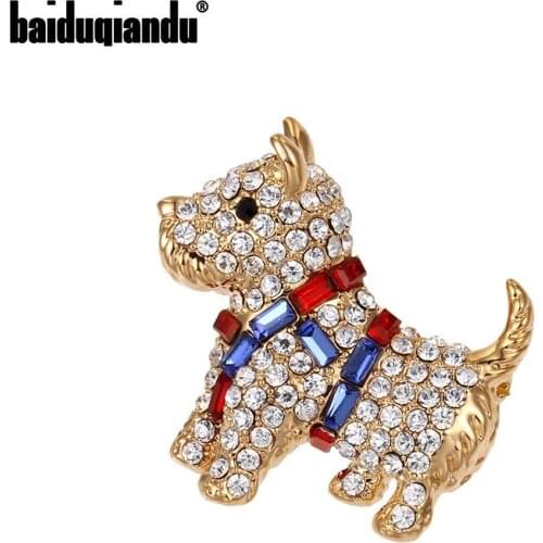 Baiduqiandu New Arrival Sparkling Cubic Zirconia Crystal CZ Small Dog Brooches Fashion Jewelry Accessories