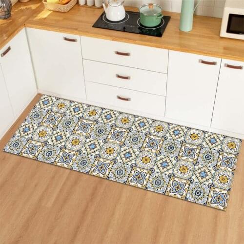 Bohemian Kitchen Floor Mat Bath Mat Flannel Non-slip Door Entrance Mat Bath Carpet Rugs for Living Room Bedroom Bathroom