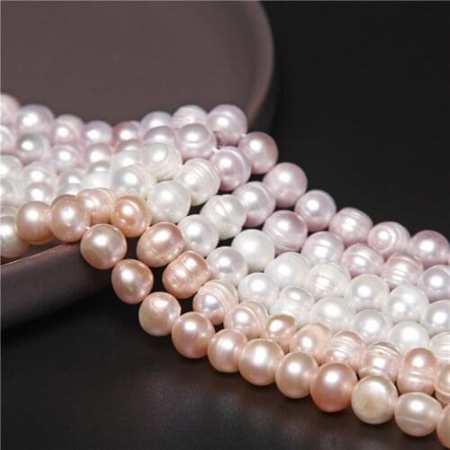9-10mm Natural White Pink Freshwater Pearl Loose Beads for Women Jewelry Making DIY Bracelet Necklace Earrings Wholesale 14"