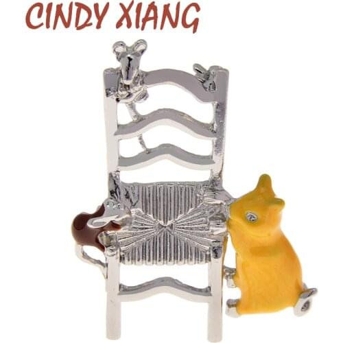 CINDY XIANG New Unique Silver Color Creative Chair Brooches For Women And Men Alloy Cute Animal Mouse Brooch Pins Kids Good Gift