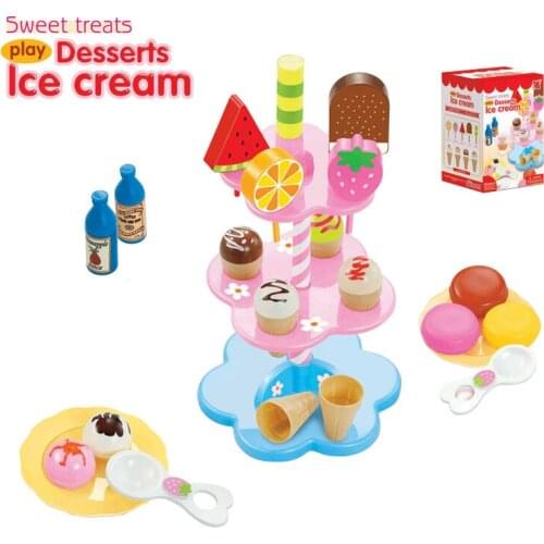 Pretend play children Kitchen simulation Ice Cream Stack Up DIY Scene simulation parent-child interaction toy for children Gifts