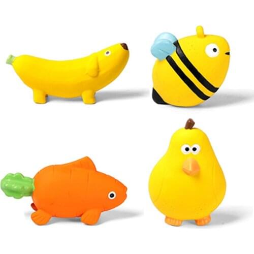 Dog Toy Q-MONSTER Thick Walled Natural Rubber Squeaky Toy Fruit Animal Interactive Pet Toy