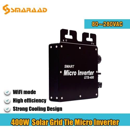 Smaraad 400W Solar Grid Tie Micro Inverter Microinverter Inversor 120V 230V AC Homeuse Solar PV Panel WIFI Mode Communcation