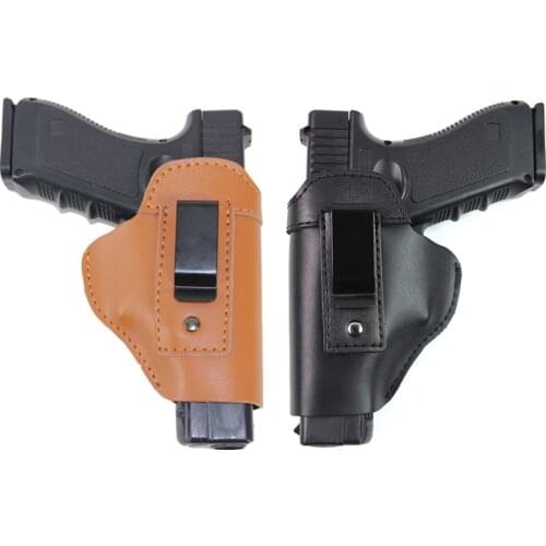 IWB Concealed Carry Leather Gun Holster for Glock 17 19 22 23 43 Beretta M9 92 PX4 Sig Sauer P226 Universal Pistols Clip Case