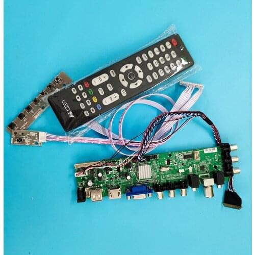 Kit for LTN140AT07 remote 14" 1366X768 Signal digital DVB-T DVB-T2 TV controller board USB HDMI LED VGA AV 40pin LVDS