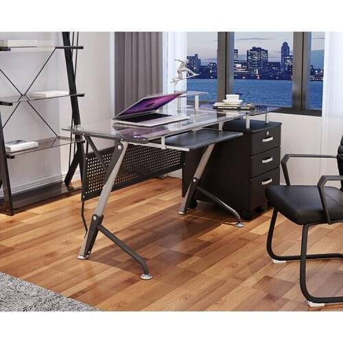 Computer desk. Contracted and contemporary toughened glass. Desktop home desk