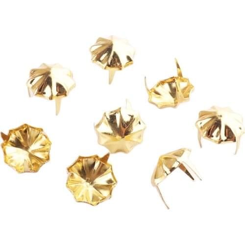 Round Metal Rivets 11mm Gold Claw Studs Spikes for Bags Clothes Hats Belts Leather Decor DIY Crafts Sewing Accessories