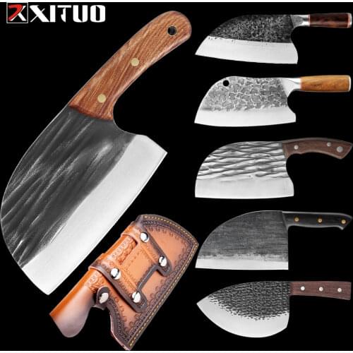 XITUO High-carbon Clad Steel Handmade Knife Forged Chef Knife Chopping Tool Professional Kitchen Knives Nakiri Gyuto Butchers