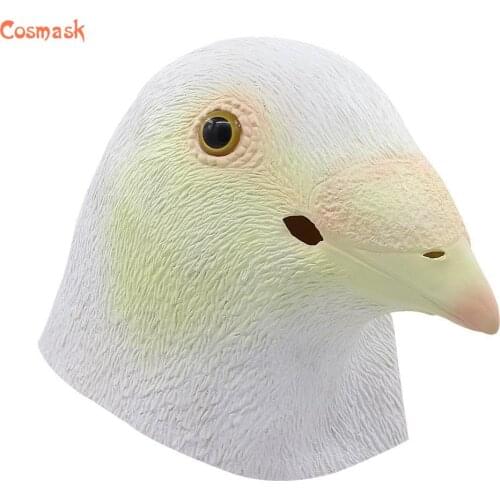 Cosmask Halloween White Pigeon Latex Mask Cute Pigeon White Full Head Animal Mask For Halloween Party