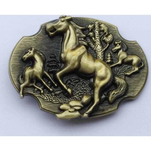 Brass Color Running Horse Western Belt Buckle
