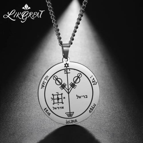 LIKGREAT Seal of Solomon Men Pendant Necklace Scorpion Recuperation Amulet Talisman Stainless Steel Necklace Vintage Jewelry