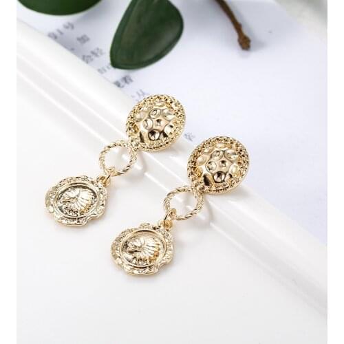 MESTILO Vintage Fashion Alloy Earrings Gold Silver Color Geometric Round Hemp Point Long Drop Earrings For Girls Jewelry Gifts