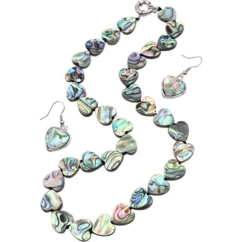 Fashion Colorful Jewelry Set for Women Natural Abalone Shell Tassel Short Chain Necklace Earrings Sets Paua Shells Dangle 18" B9