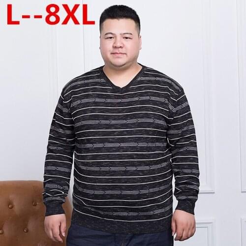 Big 10XL 8XL 6XL 5XL 4XL Sweater Men Spring New Loose Fit Striped Knitted Sweaters Male Plus Size Pullovers Brand Clothing