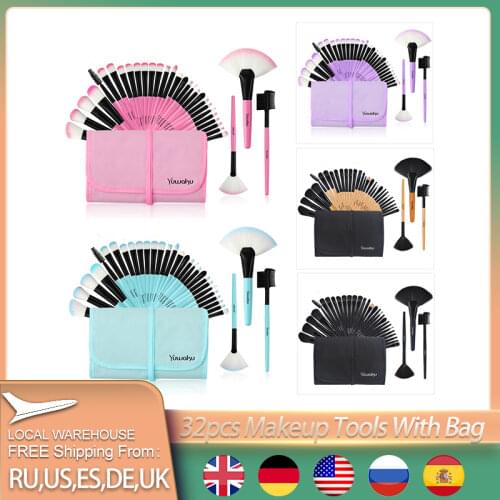 Vander 32Pcs Makeup Brushes Eye Shadows Lipstick Powder Foundation Brushes With Cosmetic Bag pincel Make Up Brushes Kits