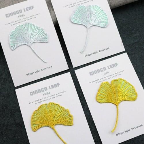 DIY ironing ginkgo Leaf embroidery patches for clothing iron on embroidered parches appliques for clothes parches para la ropa