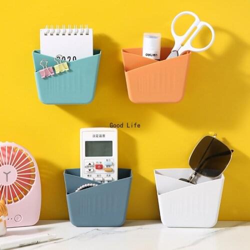 Wall-Mounted Punch-Free Storage Box Remote Control Mobile Phone Storage Organizer Bathroom Wall Rack Shelf