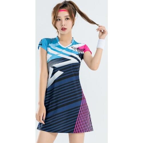 New Style Badminton Wear Sport Women Tennis Dress Short Sleeve Womens Slim Training Sportswear Girl Workout Clothing