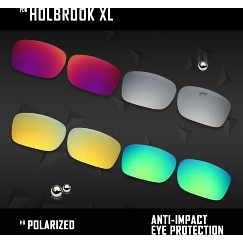 OOWLIT 4 Pairs Polarized Sunglasses Replacement Lenses for Oakley Holbrook XL OO9417-Silver & Midnight sun & Gold & Green