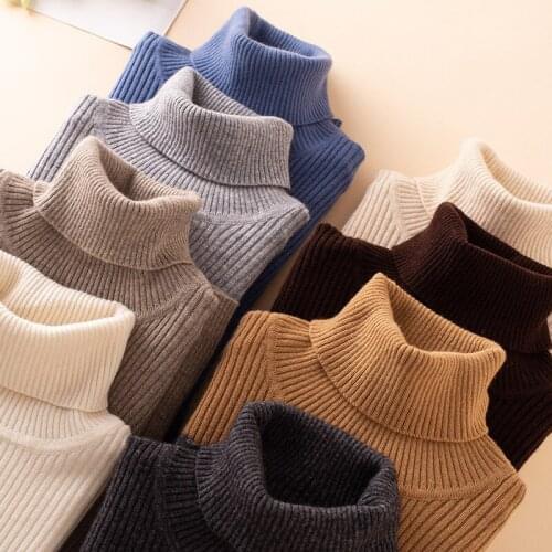 Autumn and Winter Womens Turtleneck Sweater New Solid Color Slim Long Sleeve Ladies Sweater Base Shirt Female All-match Tops