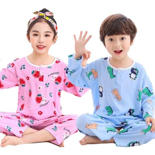 Autumn Big Boys Kids Pajamas Cartoon Sleepwear For Girl Set Pijamas Infantil Nightwear 2pcs Cotton Cute Childrens Home Clothing