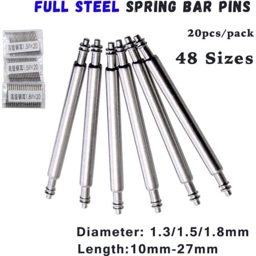 10/11/12/13/14/15/16/17/18/19/20/21/22/23/24/25/26/27mm Watch Band Strap Spring Bars Pins Stainless Steel Replace Watch Pin