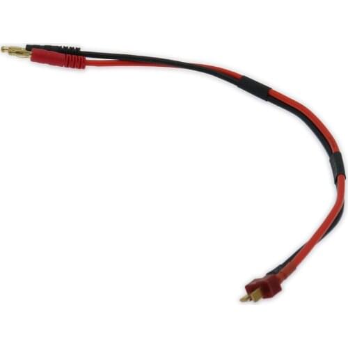 RCAWD 300mm Male T Plug(Deans Style) And 24K Gold-Plated Male 4.0 Banana Silicone Cable 14awg For Lipo Battery Charger XC0016