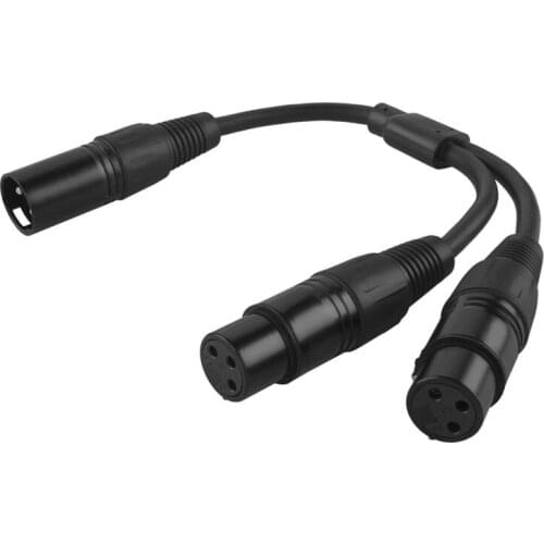 XLR Male to Dual XLR Female Y Splitter 3Pin Balanced Microphone Cable, 0.3 Meter/Black