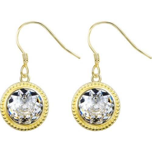 Fashion 925 Sterling Silver Rhodium Jewelry White Yellow Pear Drop Earrings for Women