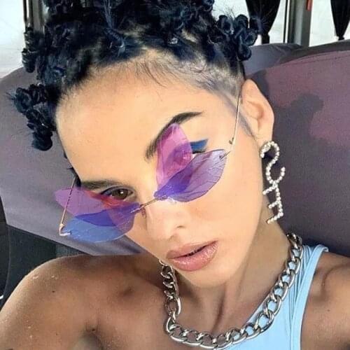 Women Vintage Fashion Sunglasses Dragonfly Steampunk Sun Glasses Men Rimless Clear Ocean Lens Eyewear Shades UV400