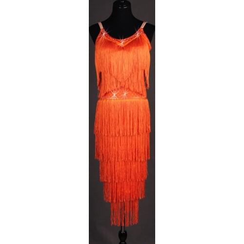 New Style Latin Dance Costume Sexy Diamond Fringe Sling Skirt Ballroom Dance Competition Dresses Tango Dancing Dresses DQL2995