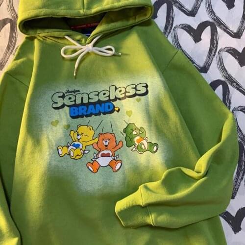 New Hip Hop Fun Bears Cartoon Hoodies Sweatshirt Women Long Sleeve Tops Harajuku Fashion Clothes for Teens Casual Streetwear Ins