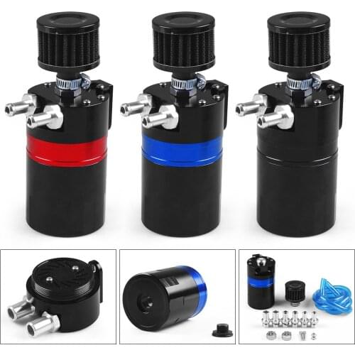 Universal Racing Aluminum Reservior Oil Catch Can Tank With 6 Fittings With Filter TT102001