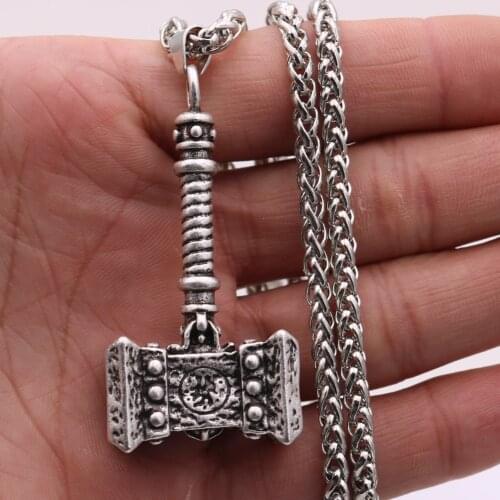 Viking Thors Hammer Necklace Nordic Mythology Popular Hammer Pendant Domineering Mens Jewelry with gift bag